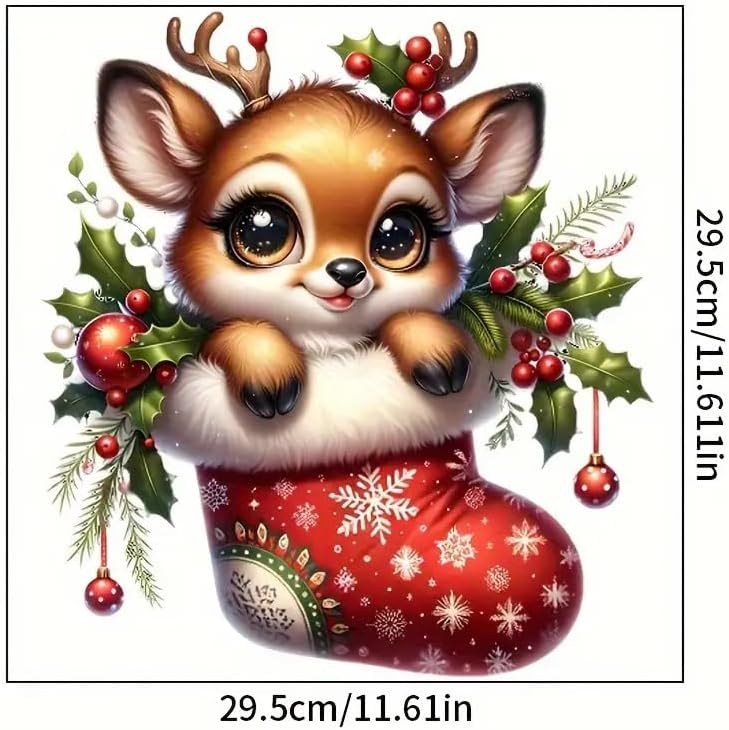 DIDOSOFT Christmas Deer Sock Toilet Cover Sticker Decals,Fish Bird Flower Leaf Waterproof Toilet Lid Tank Seat Decals Cistern Self-Adhesive Bathroom Wall Sticker - Image 4